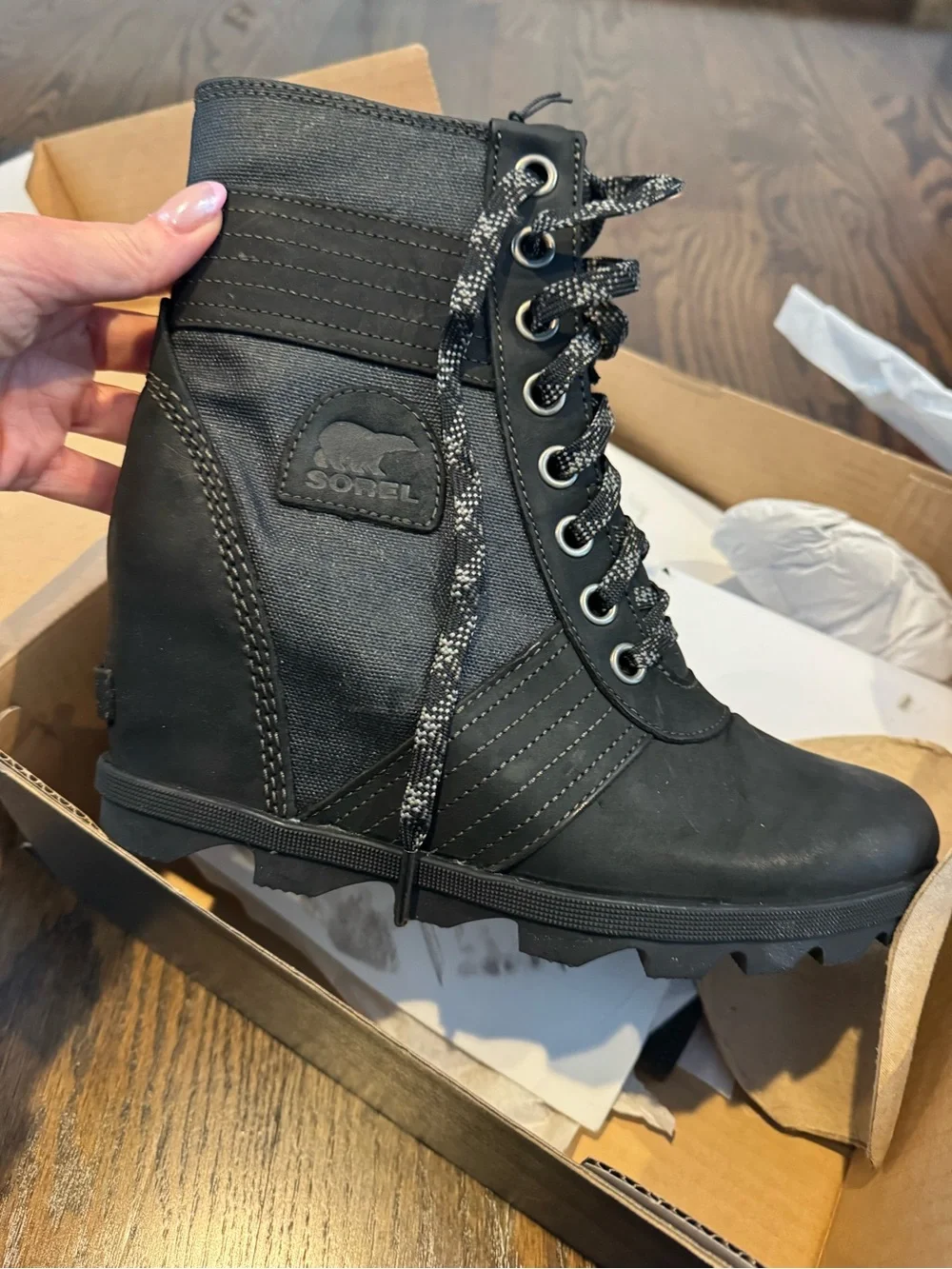 Sorel Women's Black Lace-Up Combat Boot - Picture 3 of 5